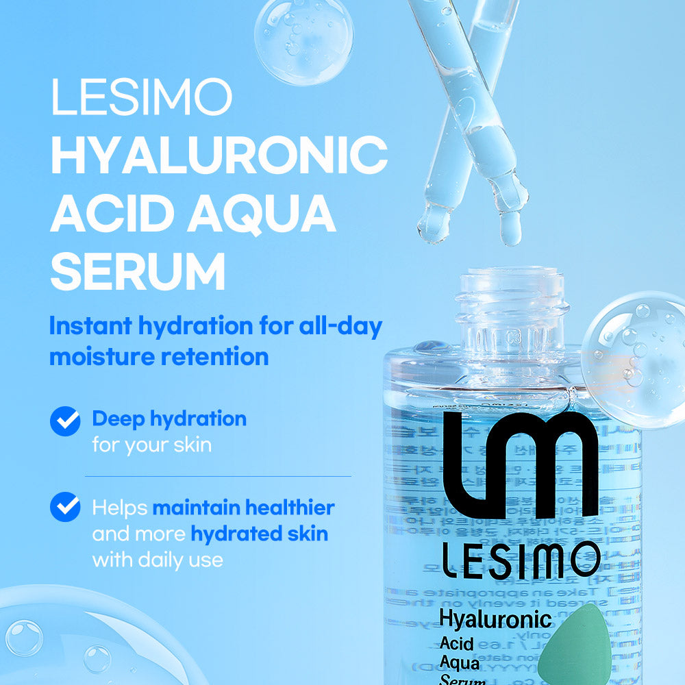 Lesimo Hyaluronic Acid Aqua Serum, Hydrating, Moisture Serum, Concentrated Anti-Aging Moisturizer for Dry, 1.69 fl.oz.(50mL)